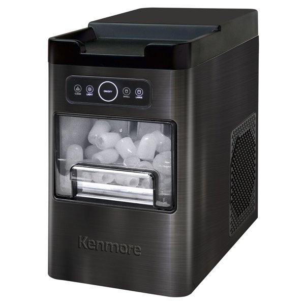 Kenmore Front-load Countertop Ice Maker 26lb/24hr Black Stainless Steel