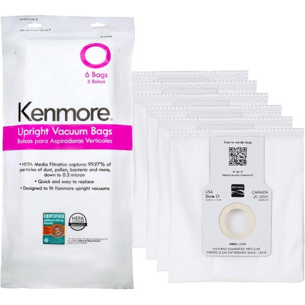 Kenmore 53294 Style O HEPA Cloth Vacuum Bags for Kenmore Upright Vacuum Cleaners