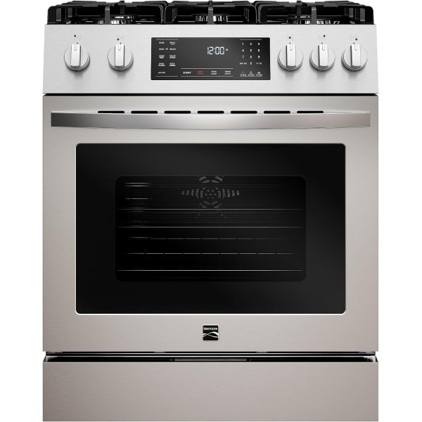 Kenmore Front Control Gas Range Oven with 5 Cooktop Burners, True Convection,